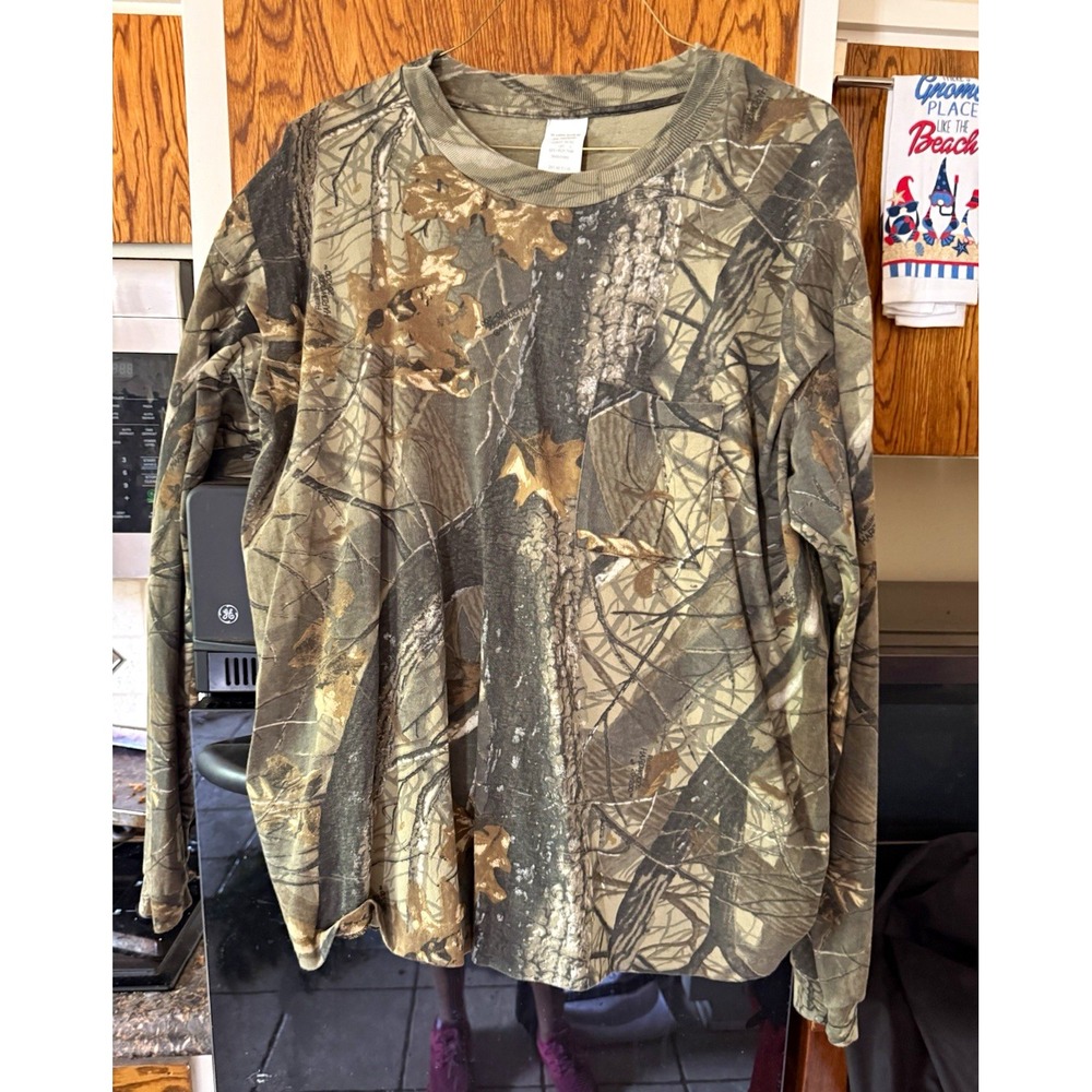 Walmart Men's 2XL Regular Cotton Long Sleeve Camouflage Pocket T-Shirt